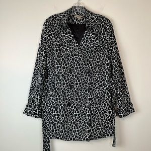 Vertigo Paris Double Breasted Black White Trench Coat Size M